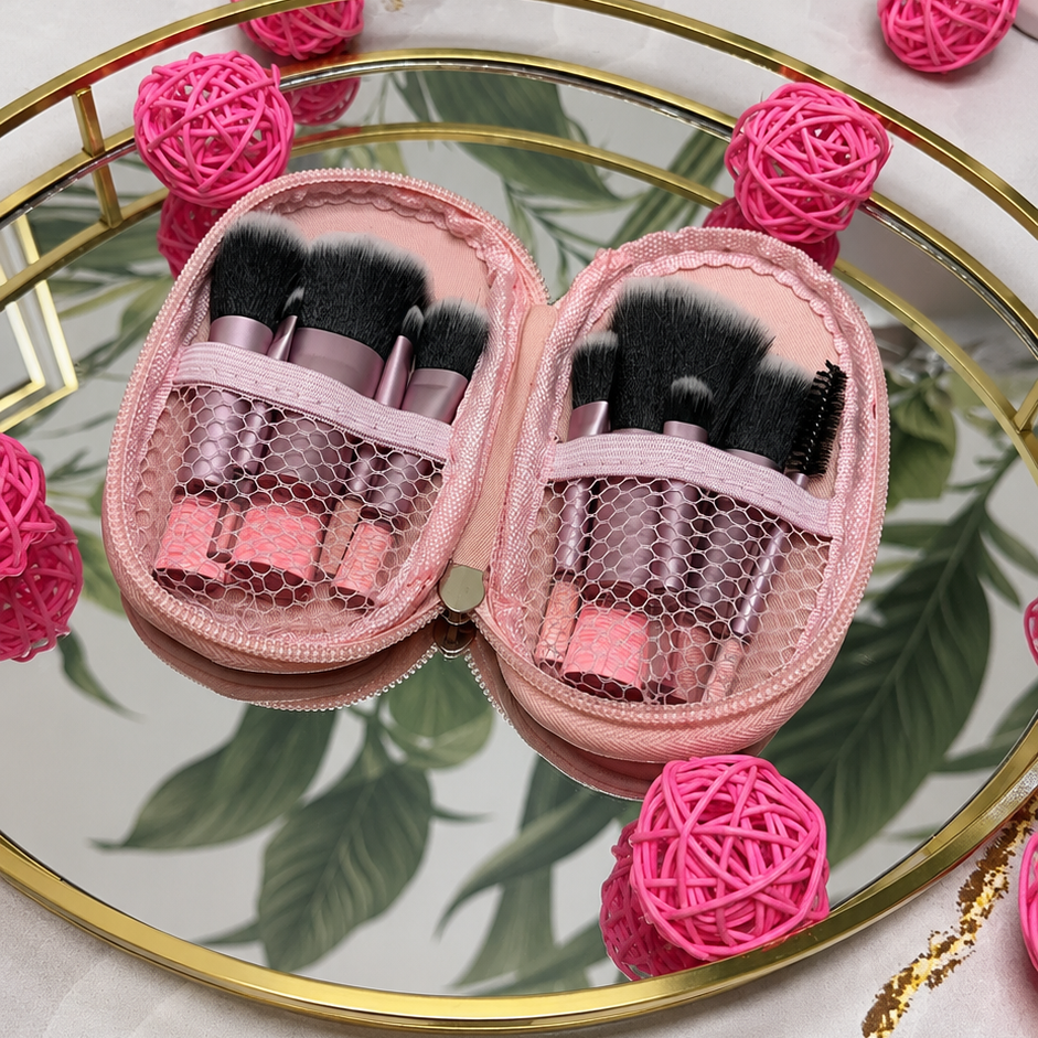 Mini Set de Pinceaux Maquillage – Format Voyage, Précision & Élégance